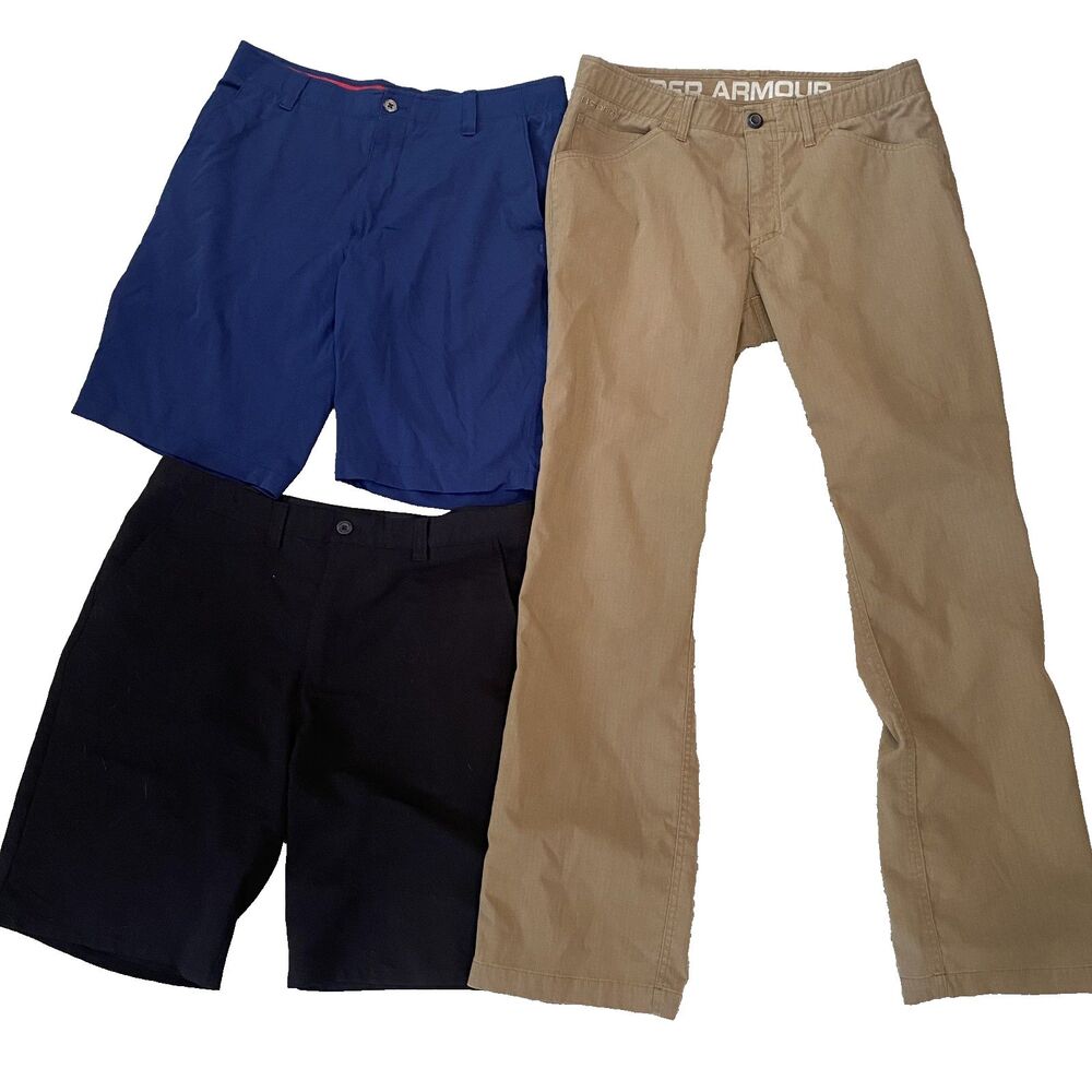 LOT (3) Under Armour Size 36 Pants Storm Ripstop Cargo Khaki Tactical & SHORTS